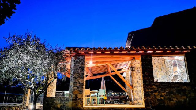 Covered terrasse by night