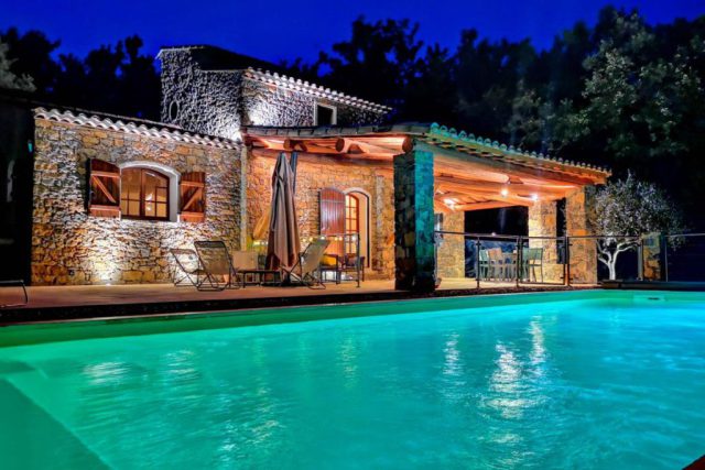 Swimming pool by night